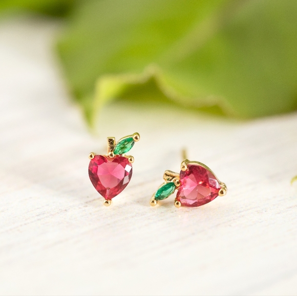 Dainty Apple Studs (S925) - Only 3 left! - Picture 2 of 11